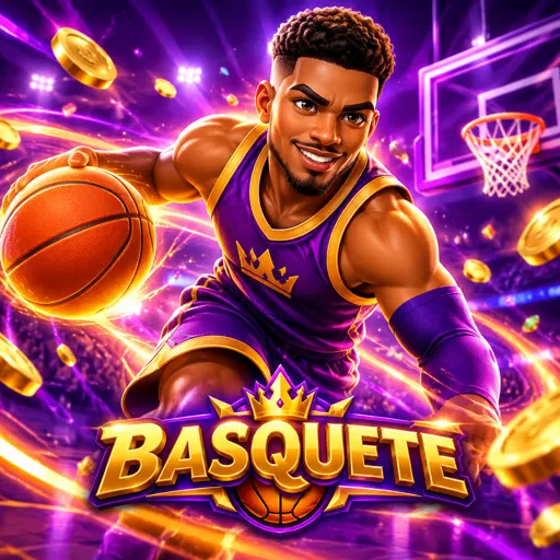 Quadra de basquete com bola em jogo